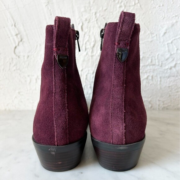 Coach Carmen Ankle Boot Oxblood Suede/Leather Side Zip - Women's Size 9.5/39.5 - Picture 5 of 10
